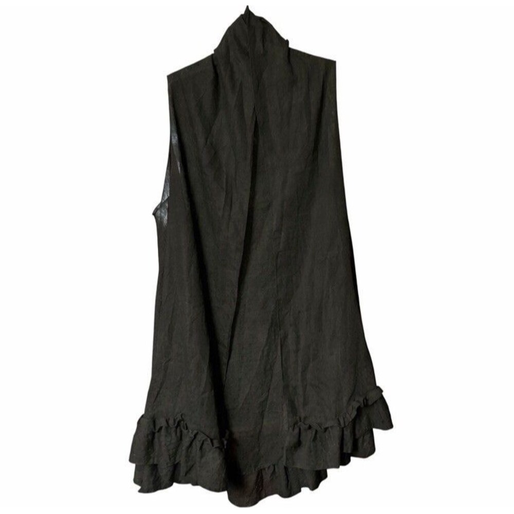 Janice Apparel Black Ruffle Sleeveless Vest One Size Open Front Boho Sheer NWT